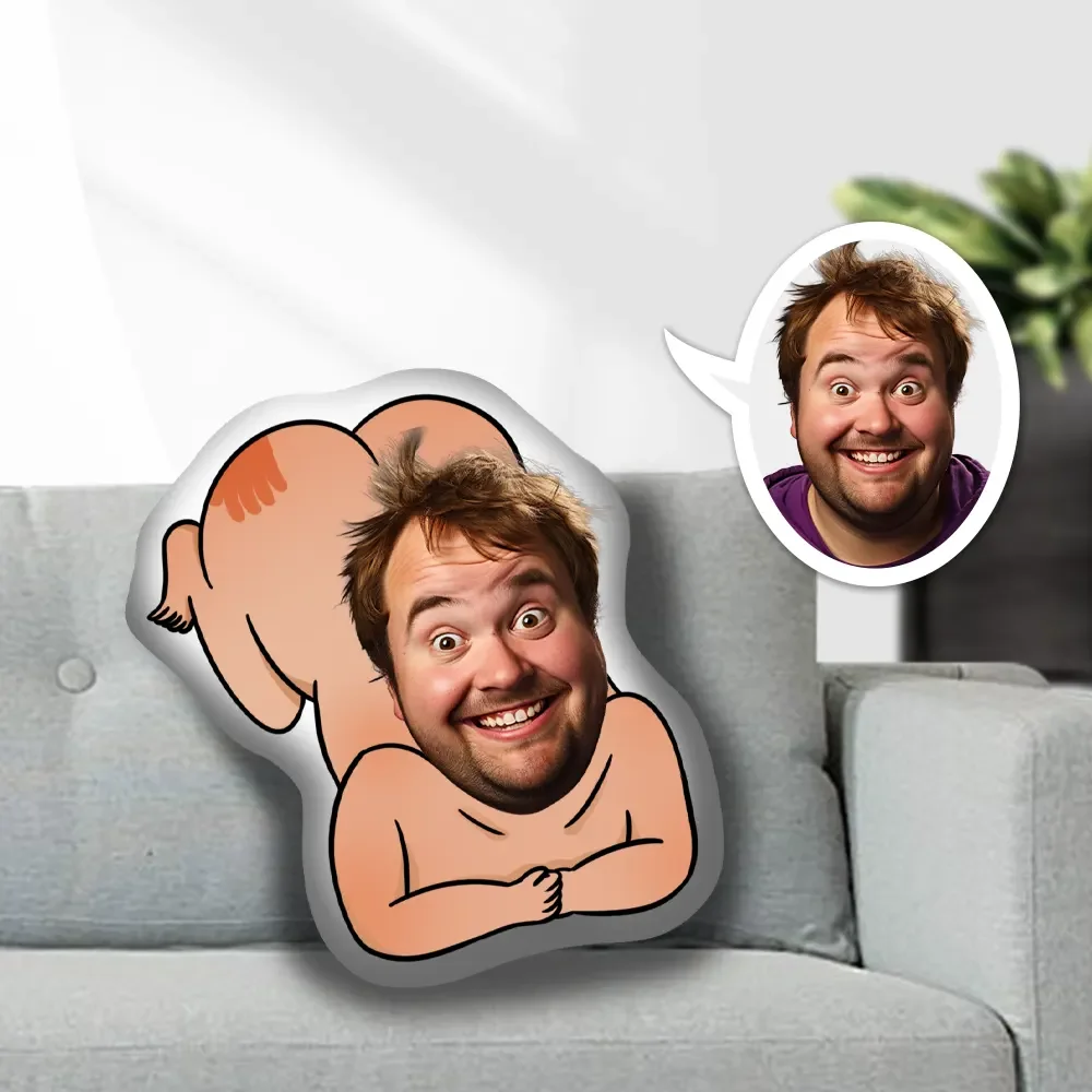 Personalized Funny Naked Dude Minime Throw Pillow Custom Photo Pillow Gift for Him - 