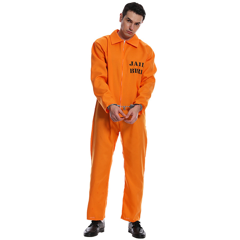 Halloween male and female couples orange prisoner cosplay party costume jumpsuit uniform suit