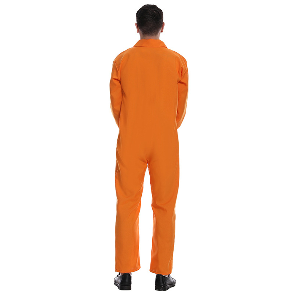 Halloween male and female couples orange prisoner cosplay party costume jumpsuit uniform suit