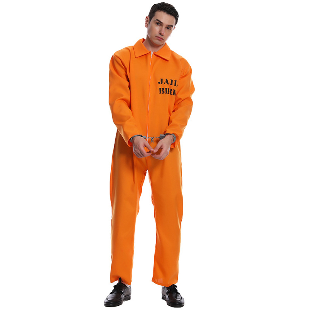 Halloween male and female couples orange prisoner cosplay party costume jumpsuit uniform suit