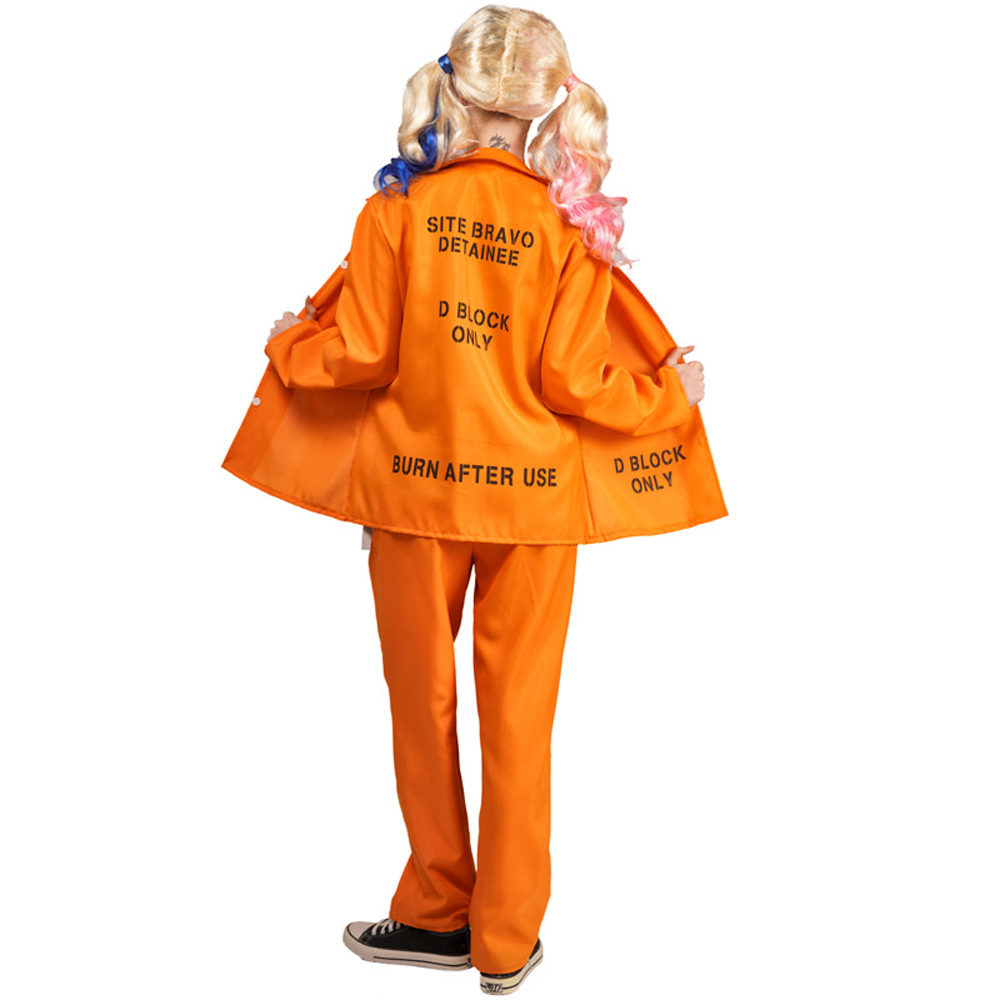 Halloween male and female couples orange prisoner cosplay party costume jumpsuit uniform suit