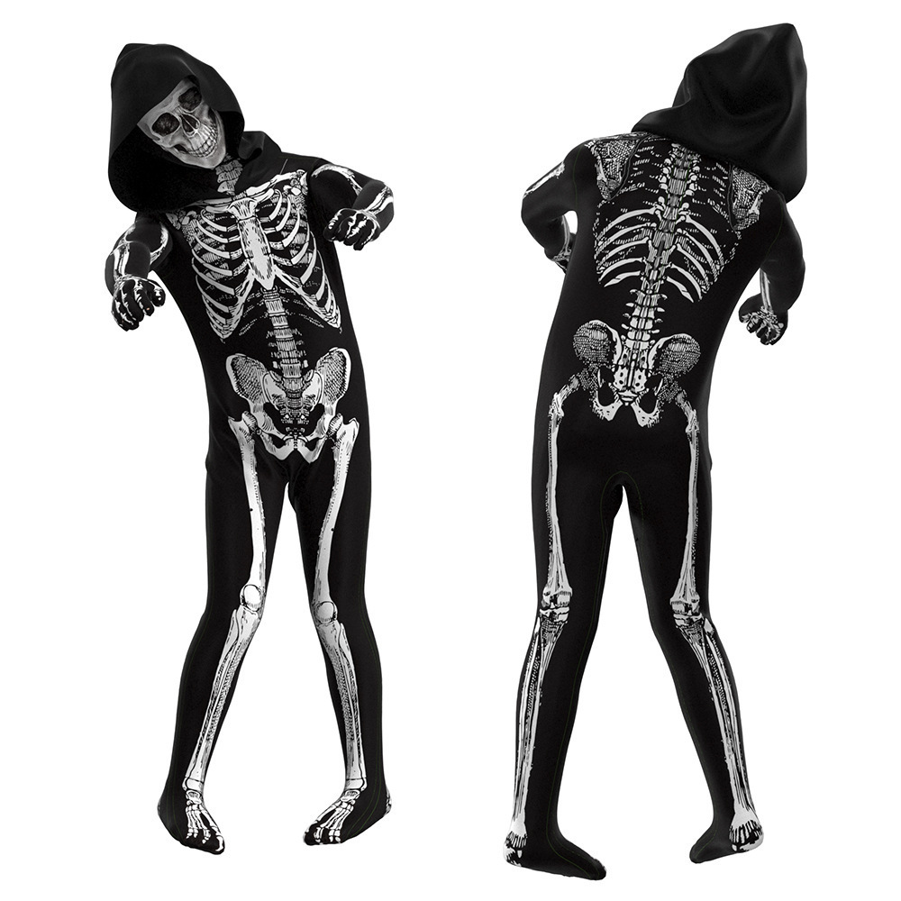 Kids Horror Skull Zentai Jumpsuit Halloween Carnival Cosplay Costumes