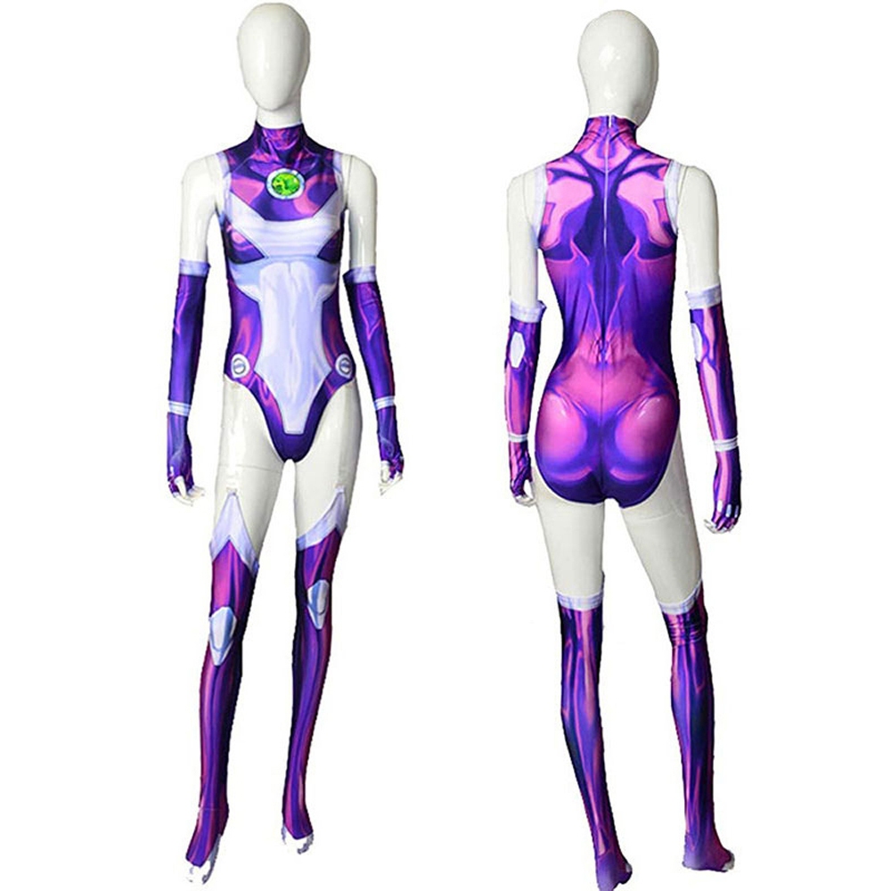 Starfire Halloween Jumpsuit Carnival Suit Zentai Cosplay Costume For Adults