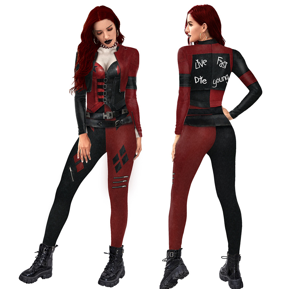 Harley Quinn Cosplay Costume Women's Printed Halloween Jumpsuit
