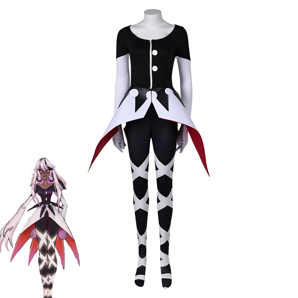 Hazbin Hotel Carmilla Carmine Cosplay Costume Women Black Jumpsuit Party Carnival