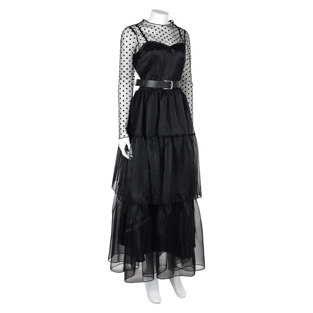 Lisa Frankenstein 2024 Misty Cosplay Costume Women Black Dress Party Carnival
