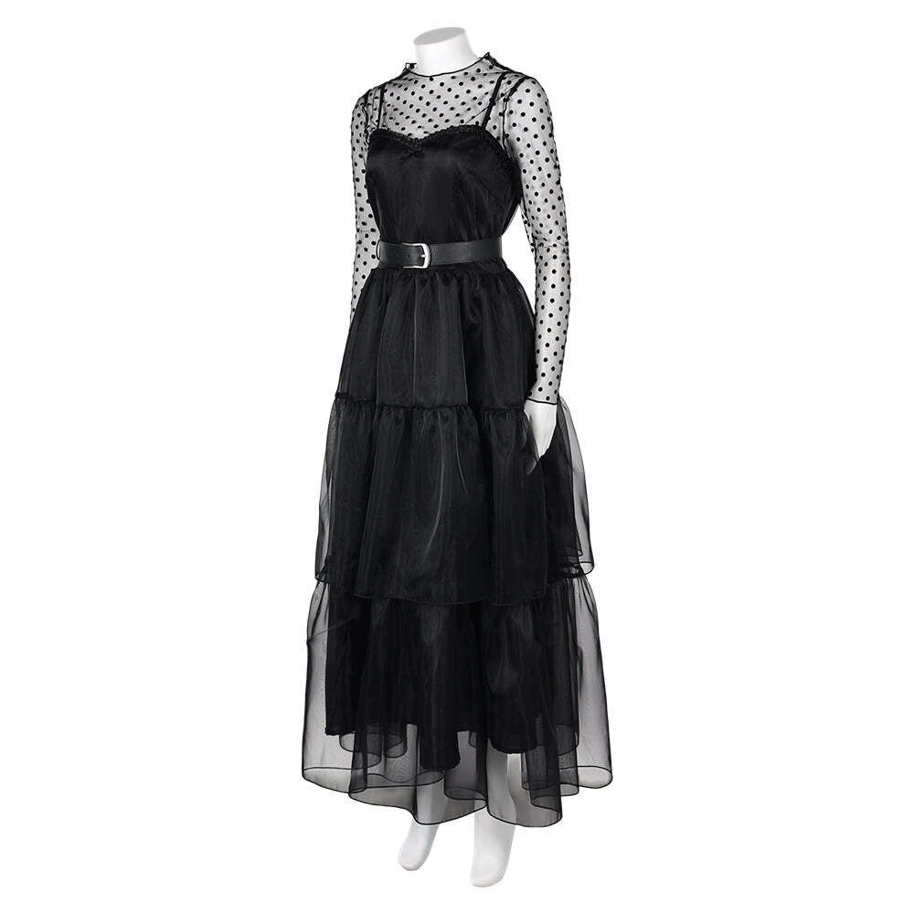 Lisa Frankenstein 2024 Misty Cosplay Costume Women Black Dress Party Carnival