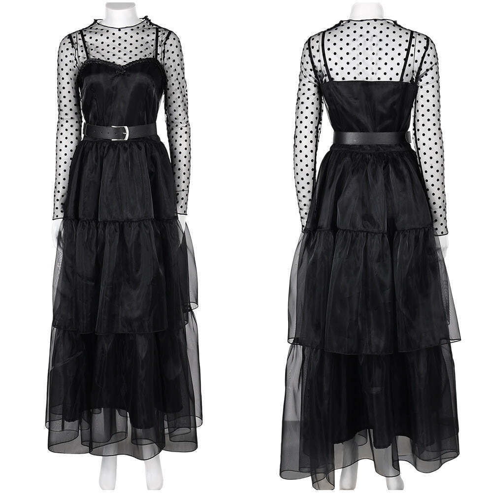 Lisa Frankenstein 2024 Misty Cosplay Costume Women Black Dress Party Carnival