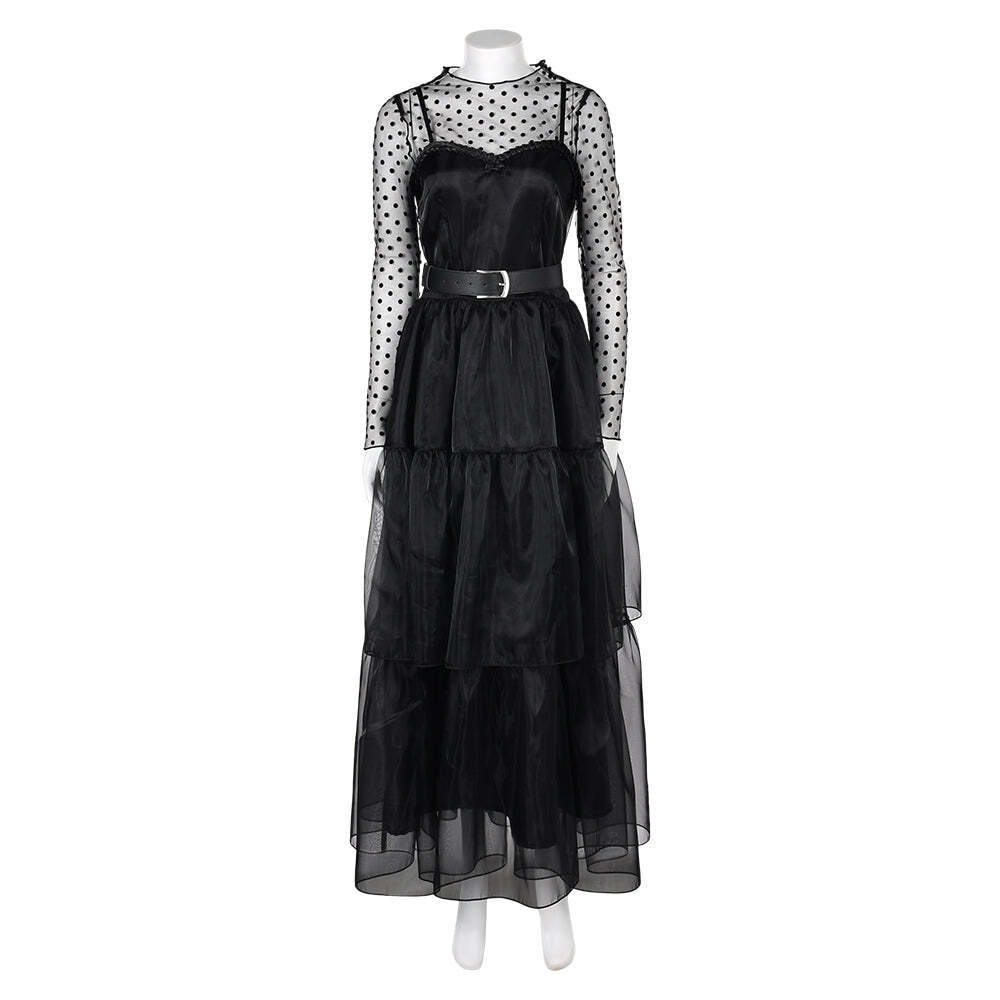 Lisa Frankenstein 2024 Misty Cosplay Costume Women Black Dress Party Carnival