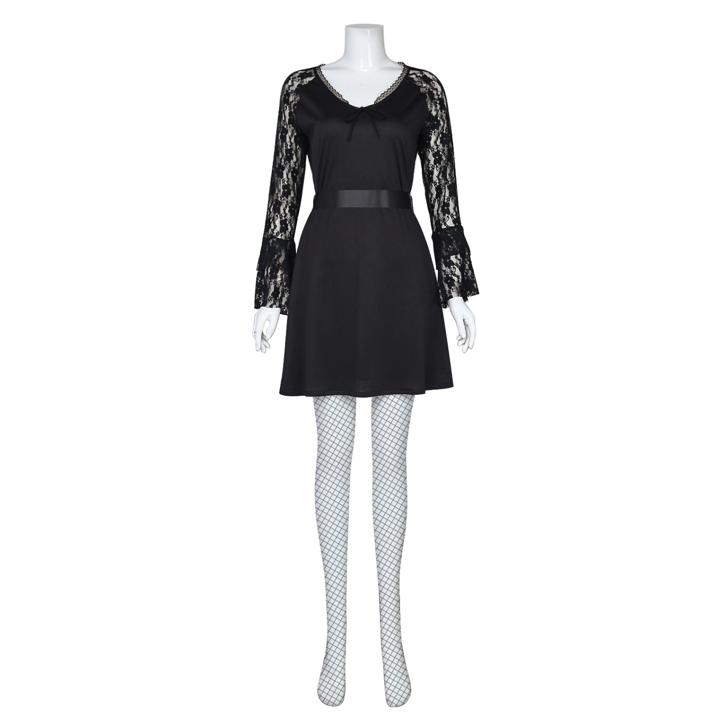 Lisa Frankenstein Misty Cosplay Costume Women Black Lace Long-sleeved Dress Party Carnival