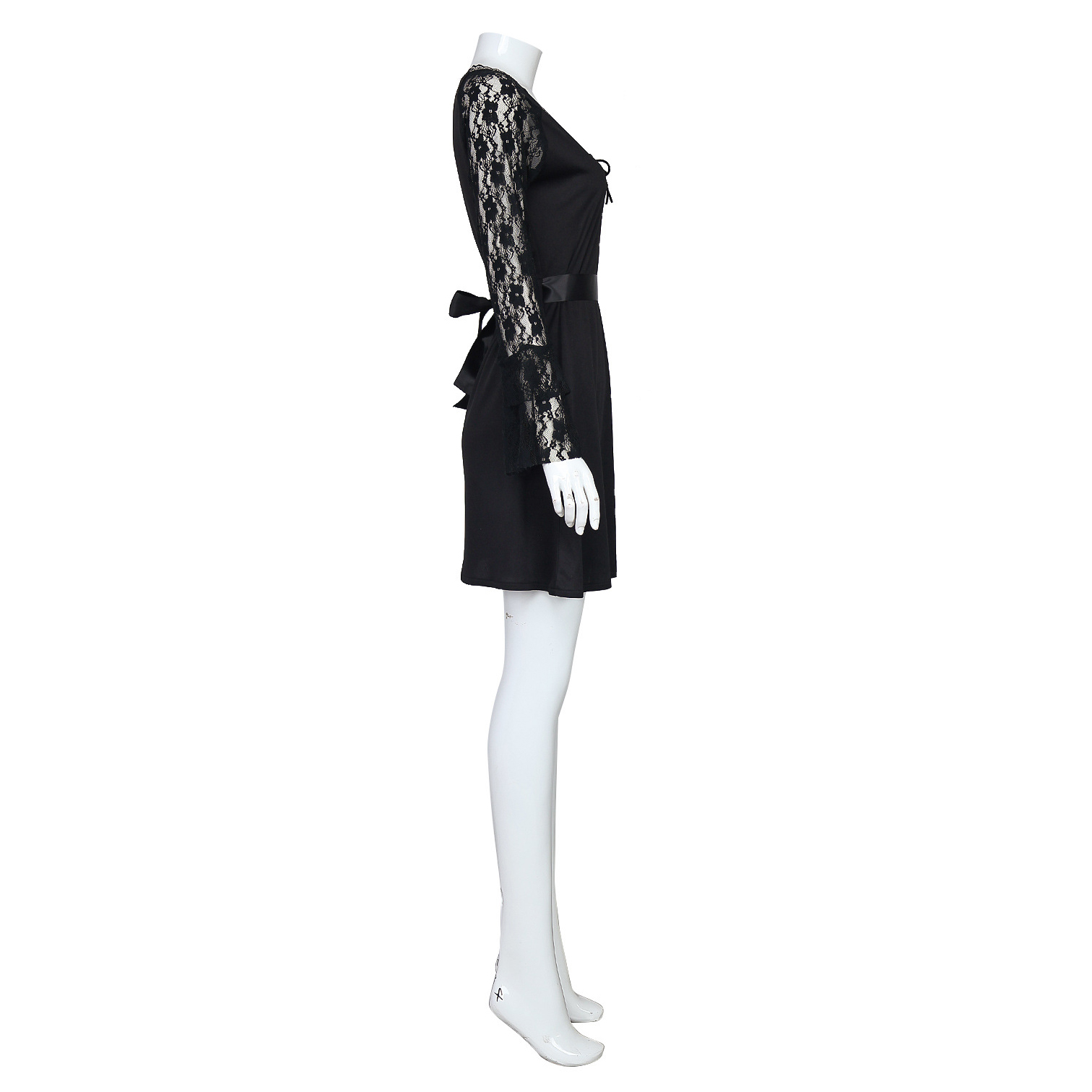 Lisa Frankenstein Misty Cosplay Costume Women Black Lace Long-sleeved Dress Party Carnival