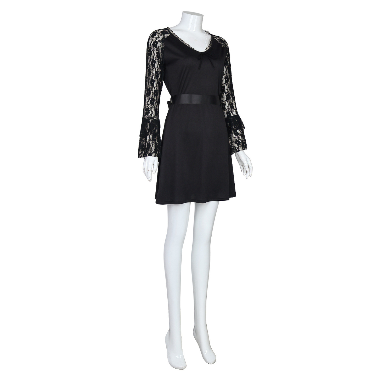 Lisa Frankenstein Misty Cosplay Costume Women Black Lace Long-sleeved Dress Party Carnival