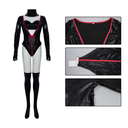 Hazbin Hotel An gel Dust Poison Cosplay Costume Black Leather Jumpsuit Party Carnival