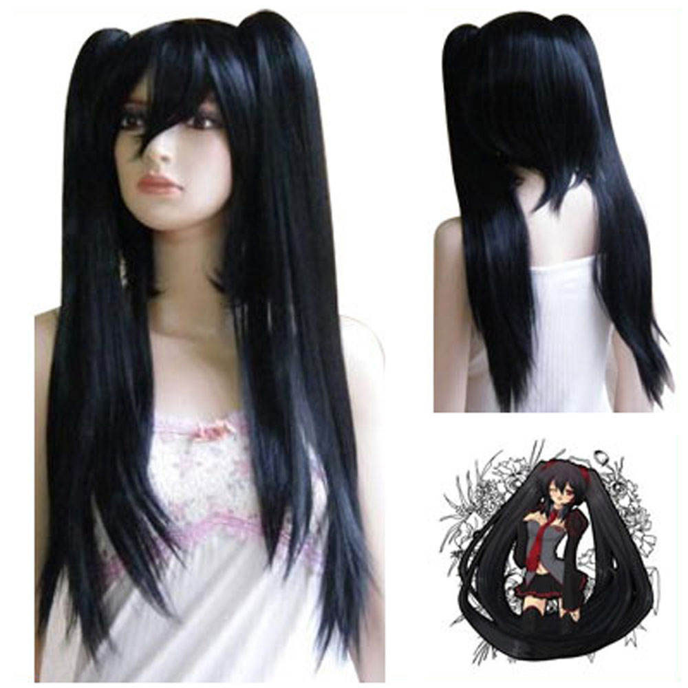 Vocaloid Zatsune Miku Dark Cosplay Costume Wig Party Hair