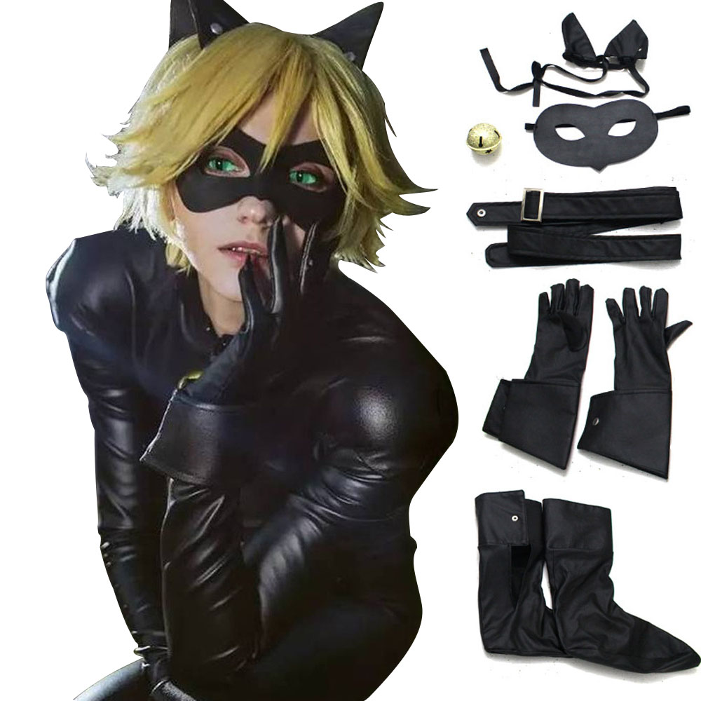 Miraculous Ladybug Cat Noir Cosplay Halloween Anime Costume Jumpsuit Set for Kids