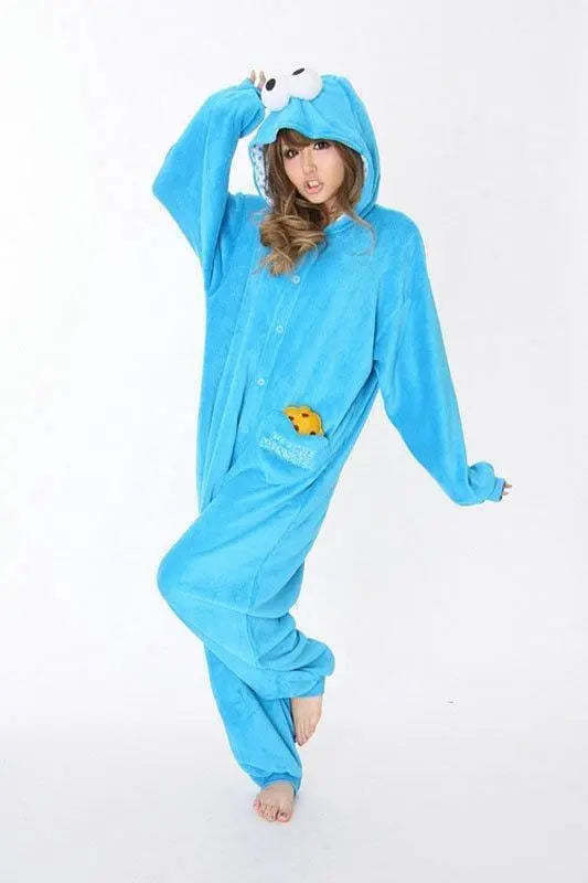 Sesame Street Cookie Monster Kigurumi Onesie Pajamas Costume Adult