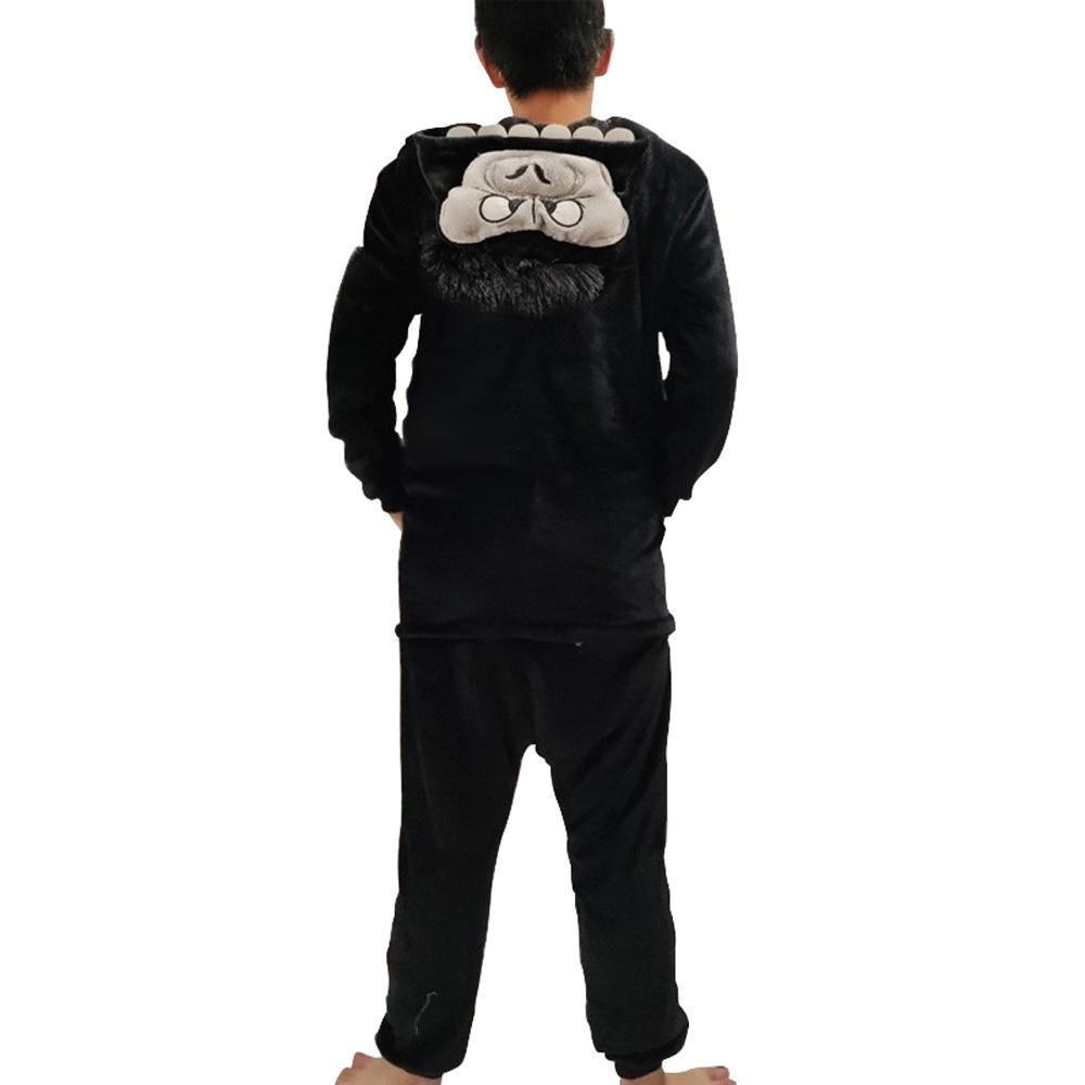 Black King Kong Costume Suit Animal Kigurumi Cartoon Flannel Onesie for Adults