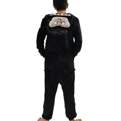 Black King Kong Costume Suit Animal Kigurumi Cartoon Flannel Onesie for Adults