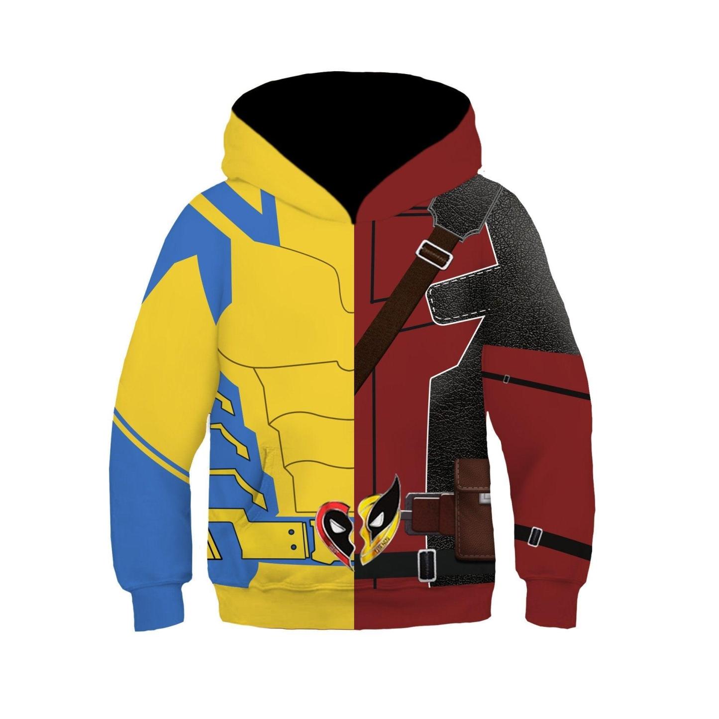 Deadpool and Wolverine Children 3D cartoon Sweater Jumpsuit cosplay