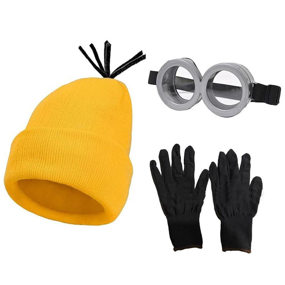 Despicable Me Minions Hat knitted hat gloves glasses set costume props cosplay