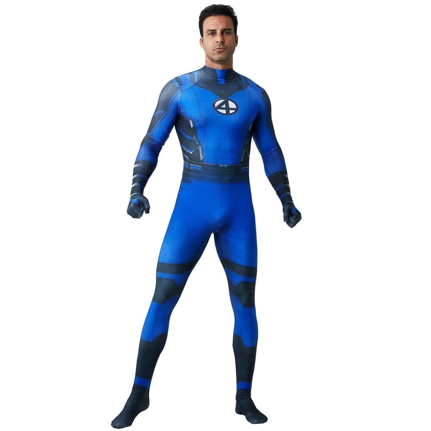Fantastic Four Mr. Fantastic Reed Richards Costume Zentai Suit Cosplay for Adults and Kids