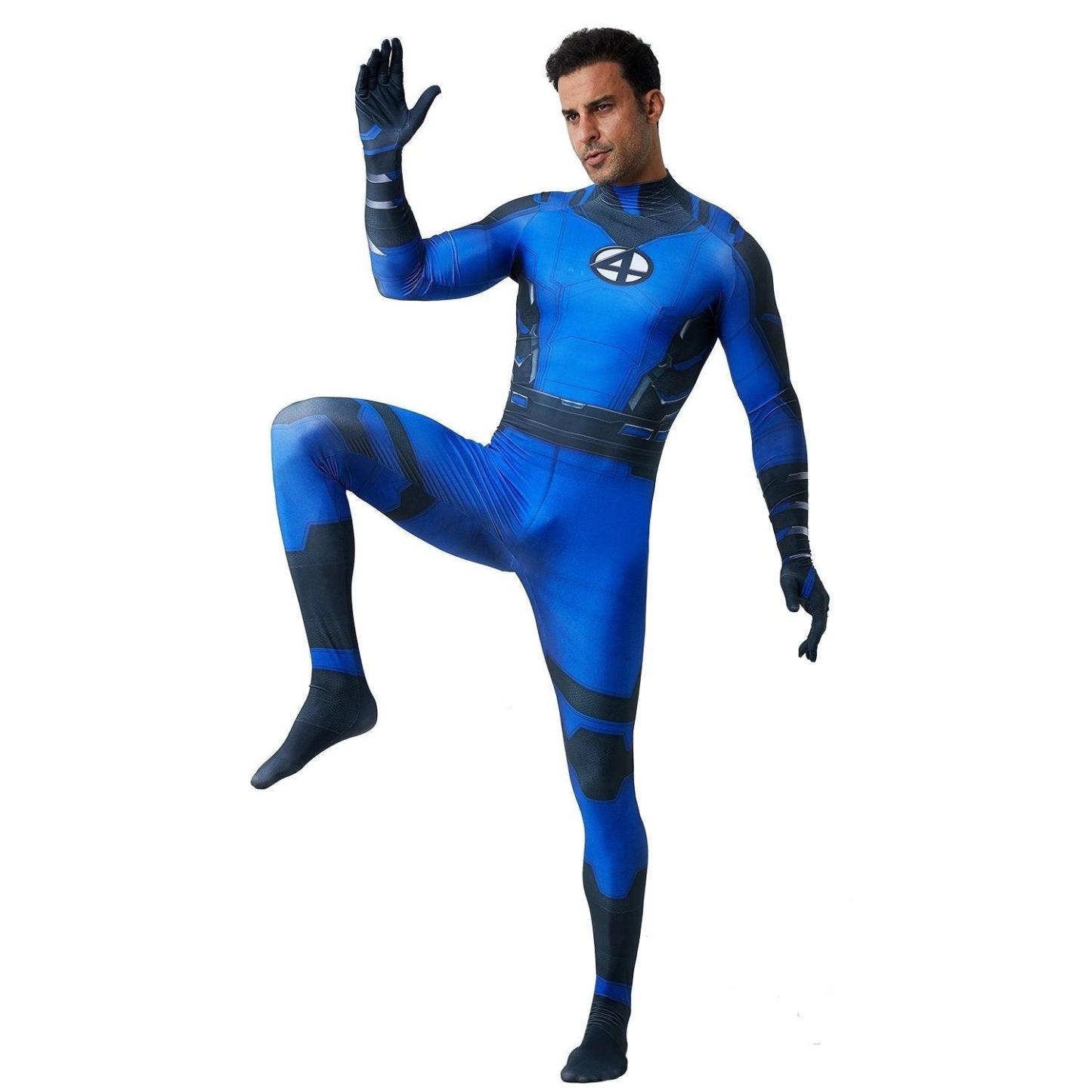 Fantastic Four Mr. Fantastic Reed Richards Costume Zentai Suit Cosplay for Adults and Kids