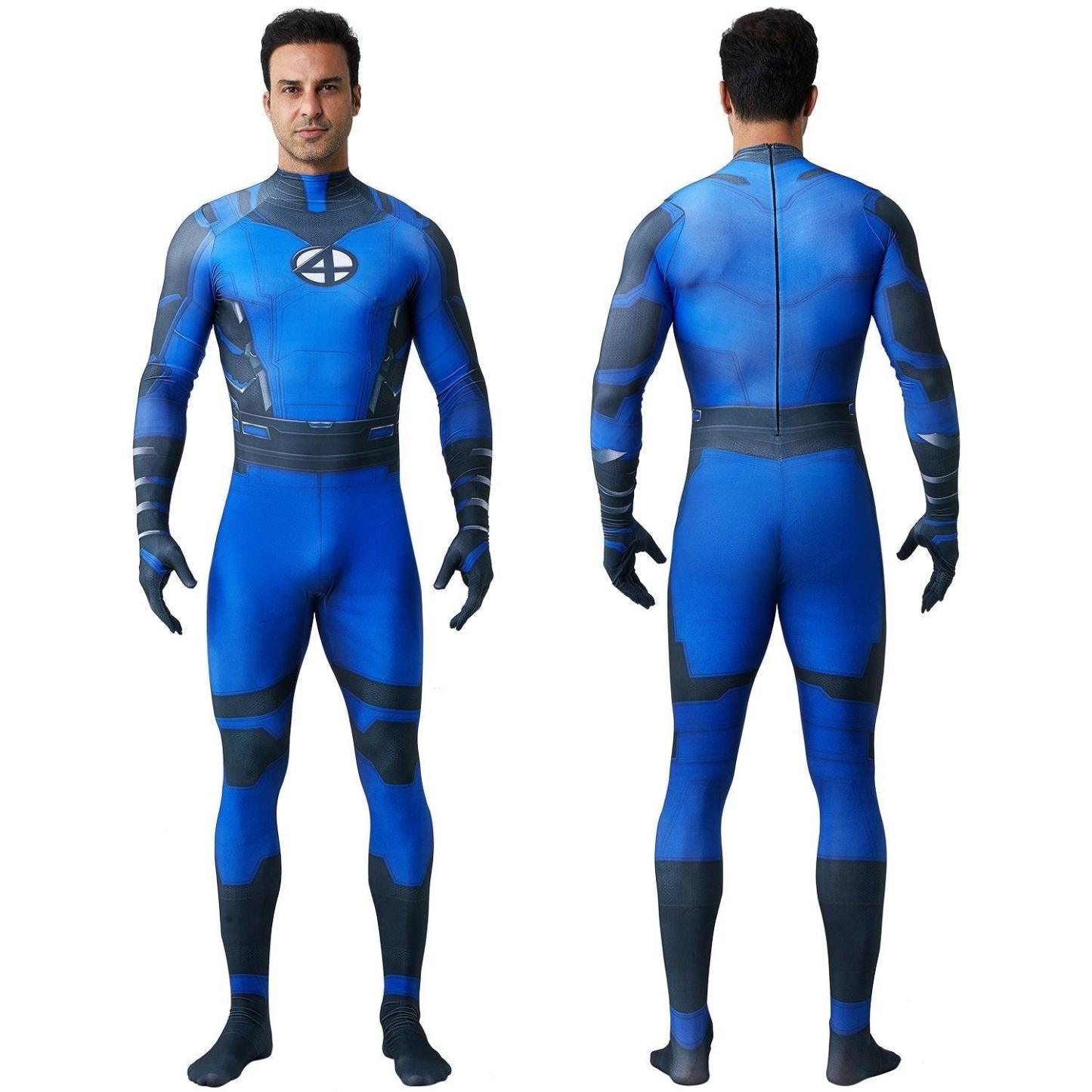 Fantastic Four Mr. Fantastic Reed Richards Costume Zentai Suit Cosplay for Adults and Kids