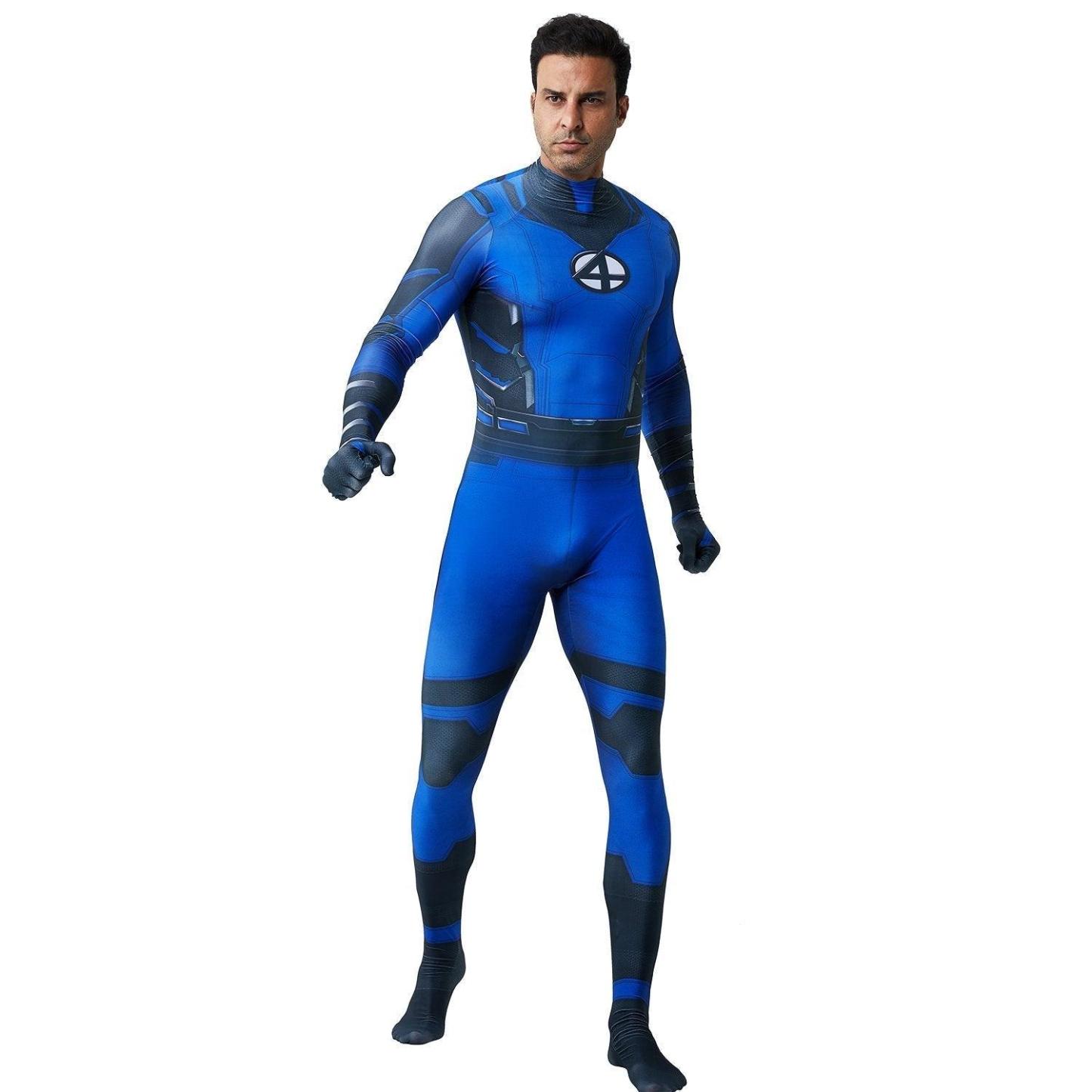 Fantastic Four Mr. Fantastic Reed Richards Costume Zentai Suit Cosplay for Adults and Kids