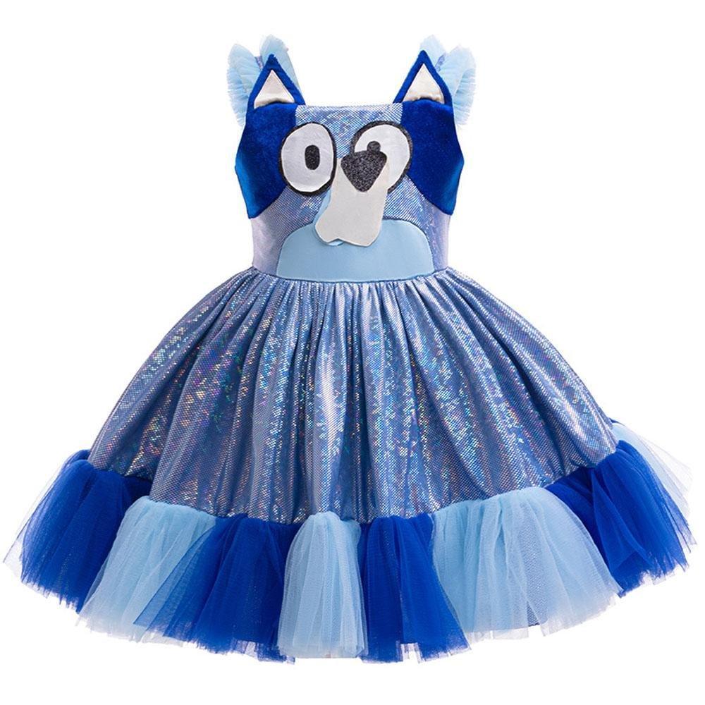 Girls' Bluey Princess Tutu Dress Costume Cartoon Print Cosplay for Kids