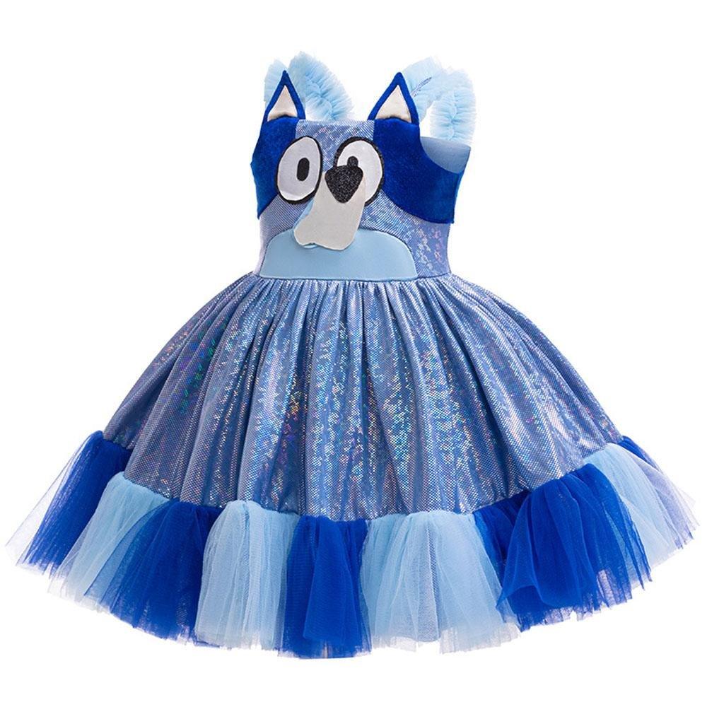 Girls' Bluey Princess Tutu Dress Costume Cartoon Print Cosplay for Kids