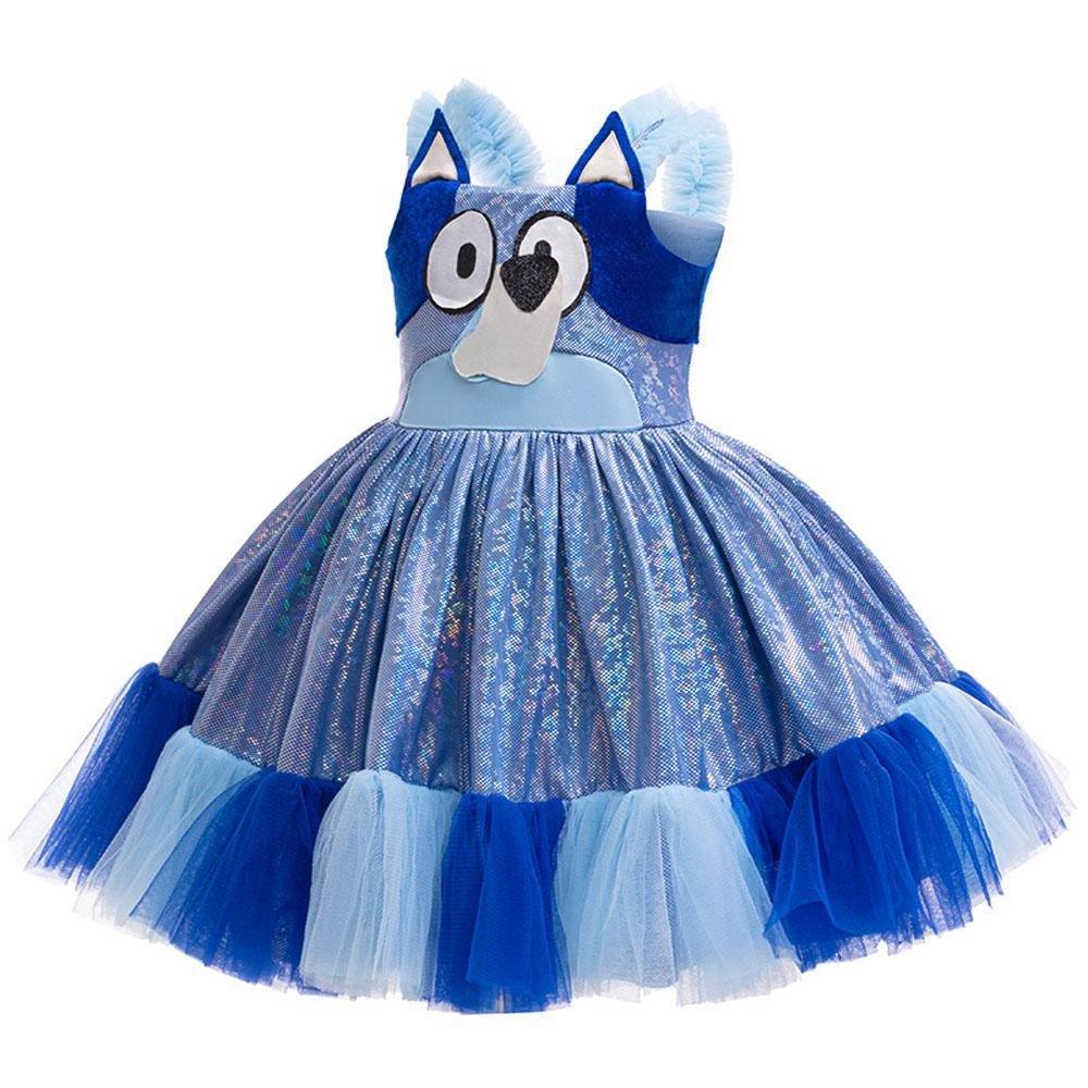 Girls' Bluey Princess Tutu Dress Costume Cartoon Print Cosplay for Kids