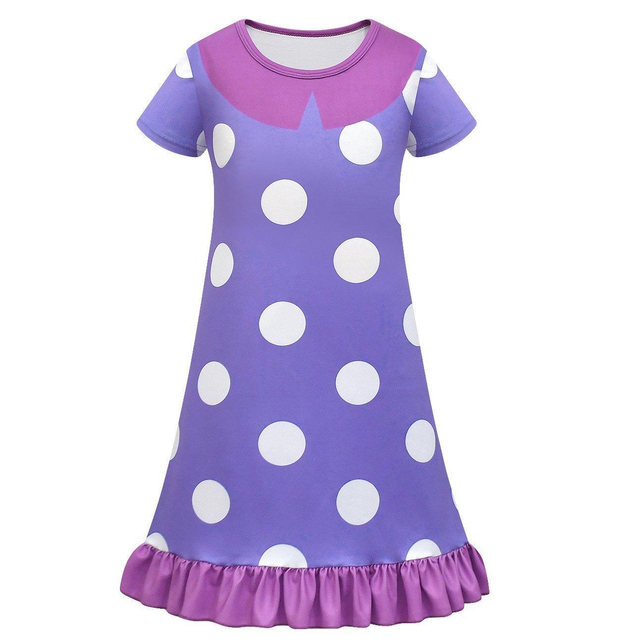 Inside Out Costume Ruffle Nightgown for Girls Kids Cosplay Homewear Dress with Bag