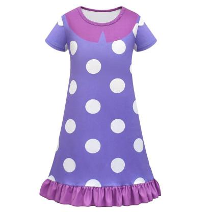Inside Out Costume Ruffle Nightgown for Girls Kids Cosplay Homewear Dress with Bag