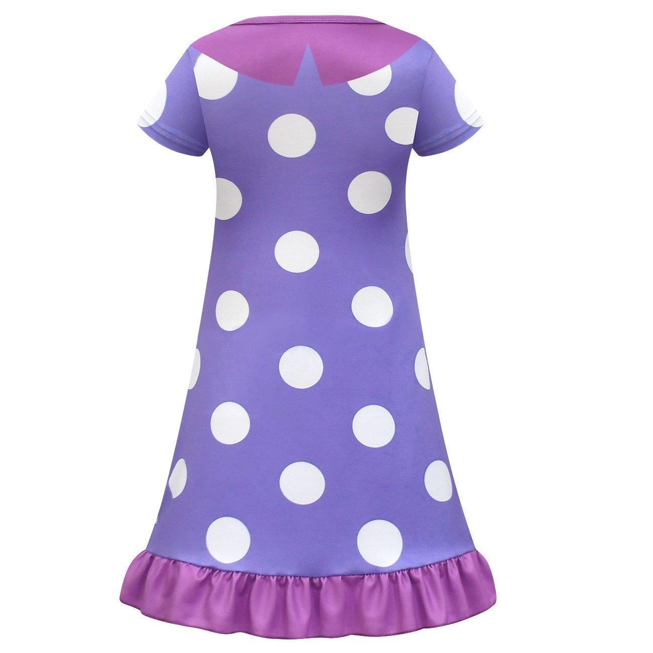Inside Out Costume Ruffle Nightgown for Girls Kids Cosplay Homewear Dress with Bag