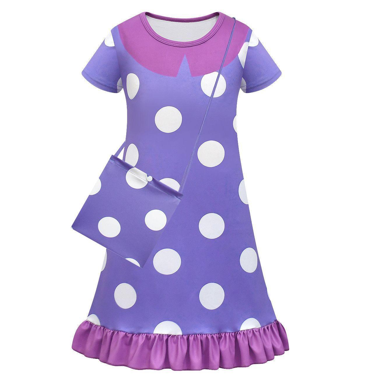 Inside Out Costume Ruffle Nightgown for Girls Kids Cosplay Homewear Dress with Bag