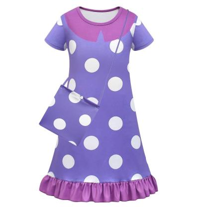 Inside Out Costume Ruffle Nightgown for Girls Kids Cosplay Homewear Dress with Bag