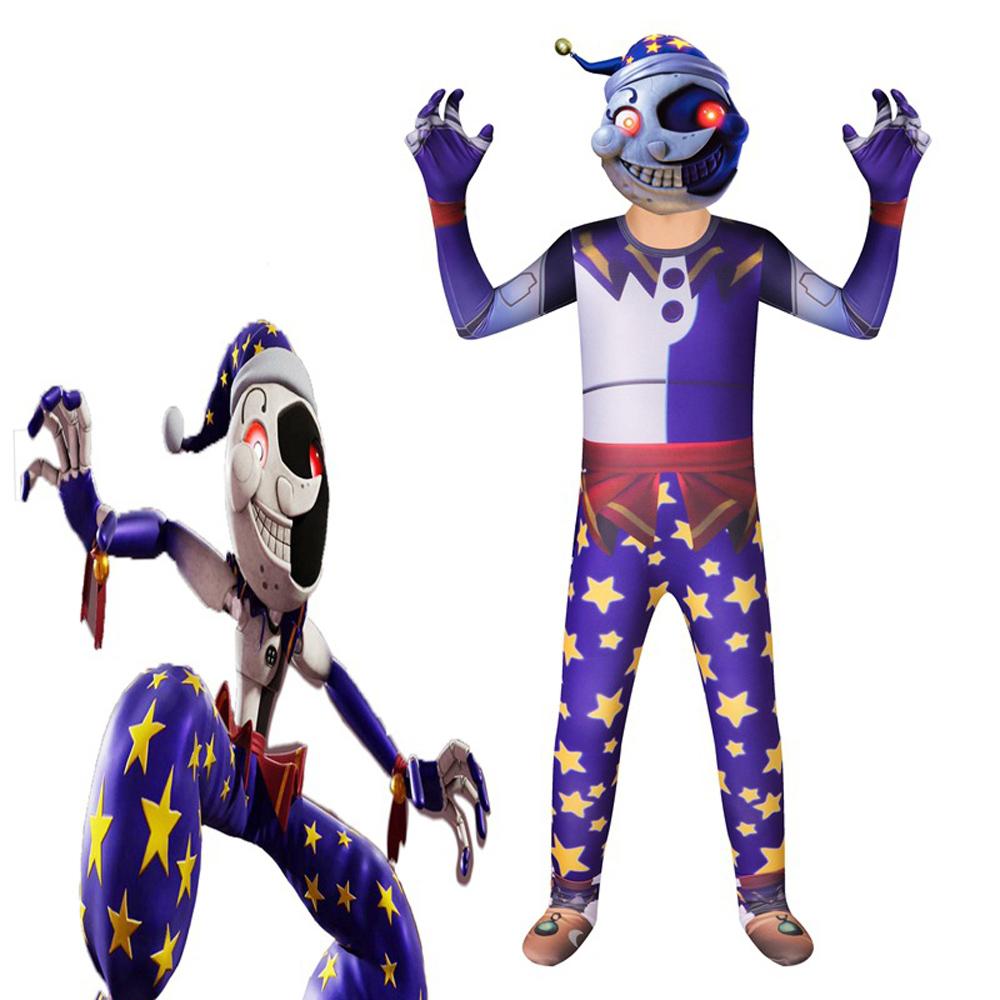 Moondrop Sundrop FNFA Cosplay Costume Outfit Sun Moon Clown Costume Halloween for Kids