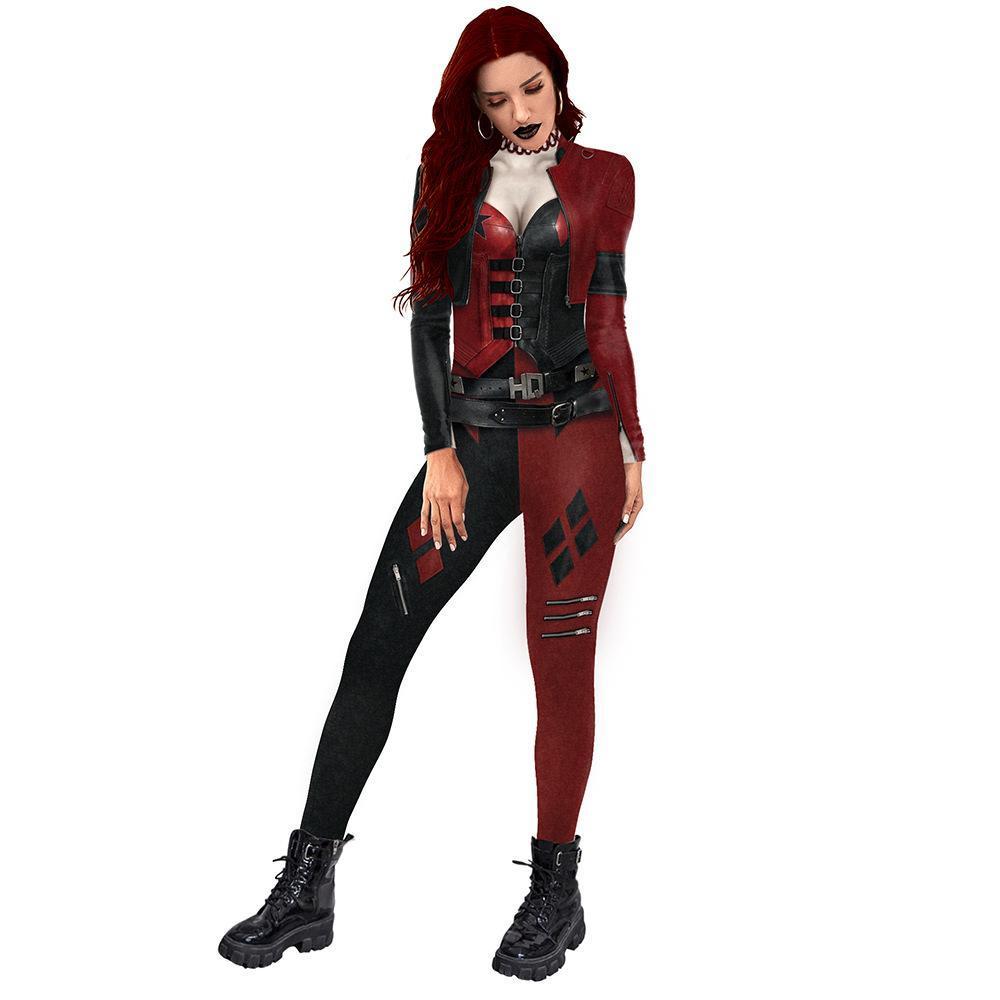 Harley Quinn Cosplay Costume Women's Printed Halloween Jumpsuit
