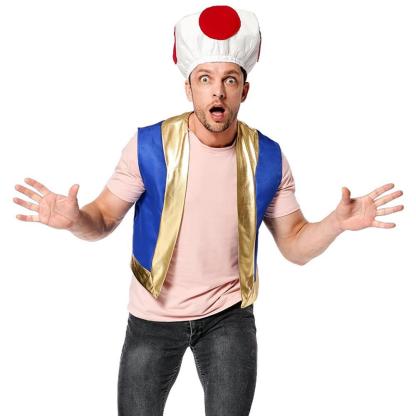 Mushroom Kingdom Red Dot Mushroom Head Captain Chino Acting Prop Halloween Costume