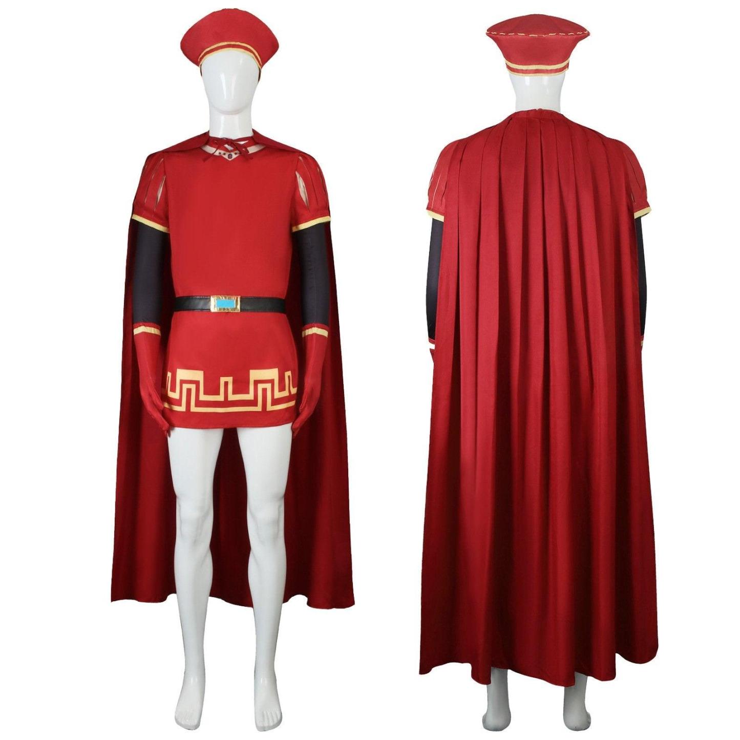Lord Farquaad Cosplay Costume Halloween Shrek Red Robe Cape