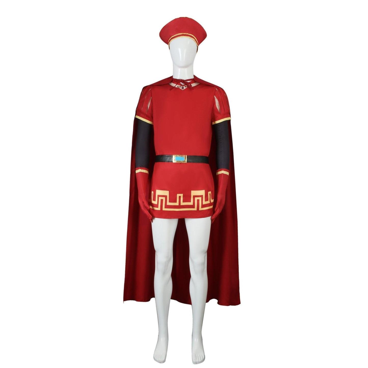 Lord Farquaad Cosplay Costume Halloween Shrek Red Robe Cape