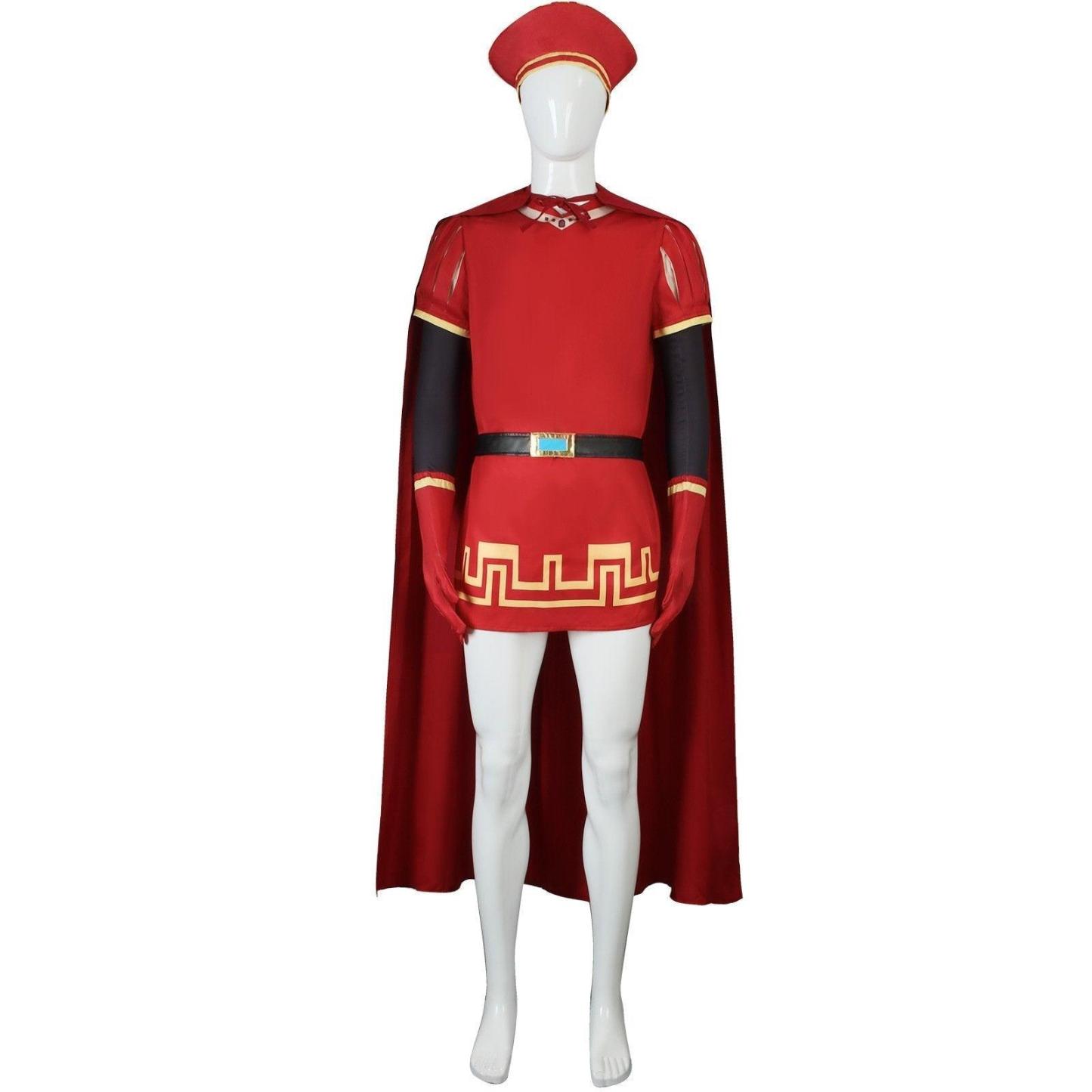 Lord Farquaad Cosplay Costume Halloween Shrek Red Robe Cape
