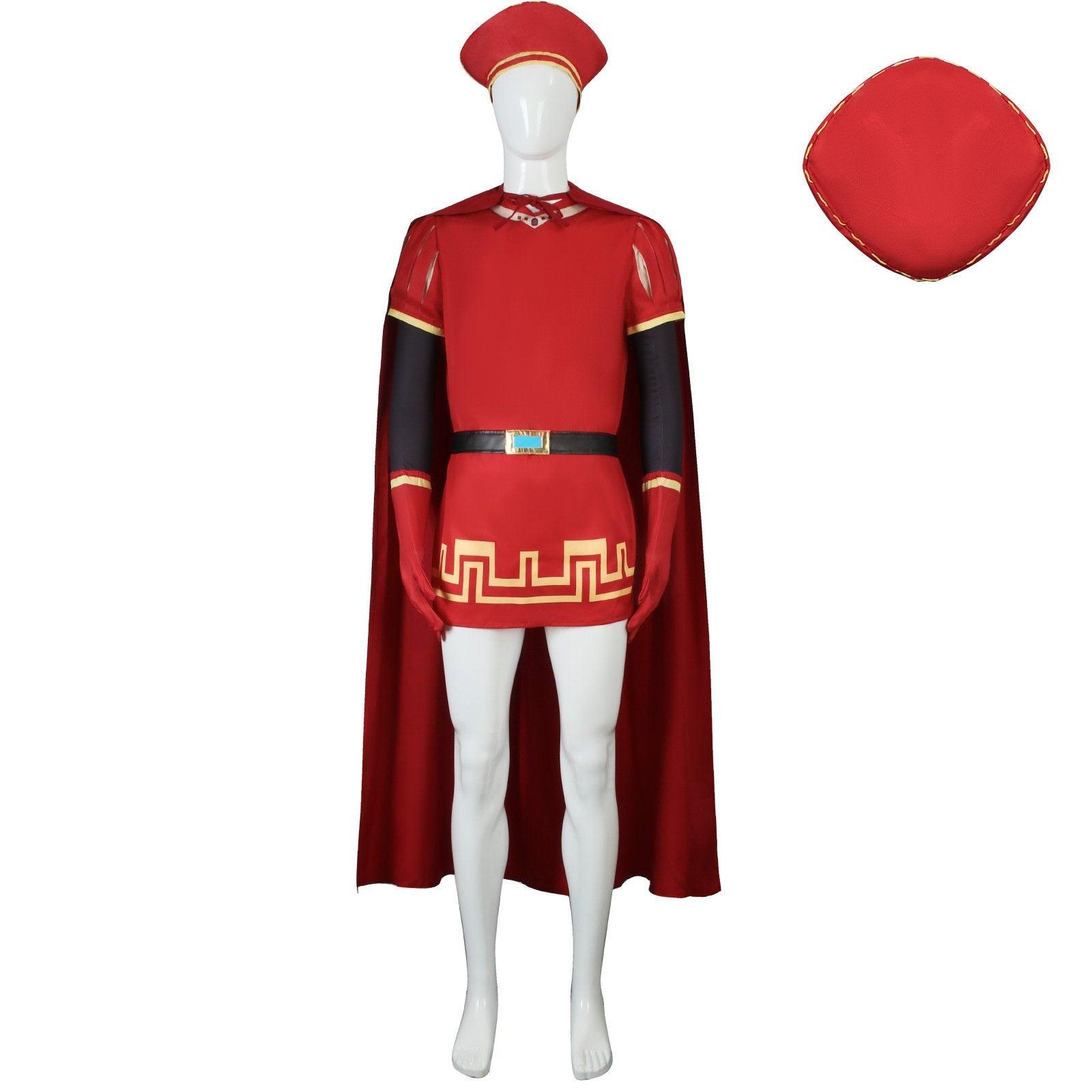 Lord Farquaad Cosplay Costume Halloween Shrek Red Robe Cape
