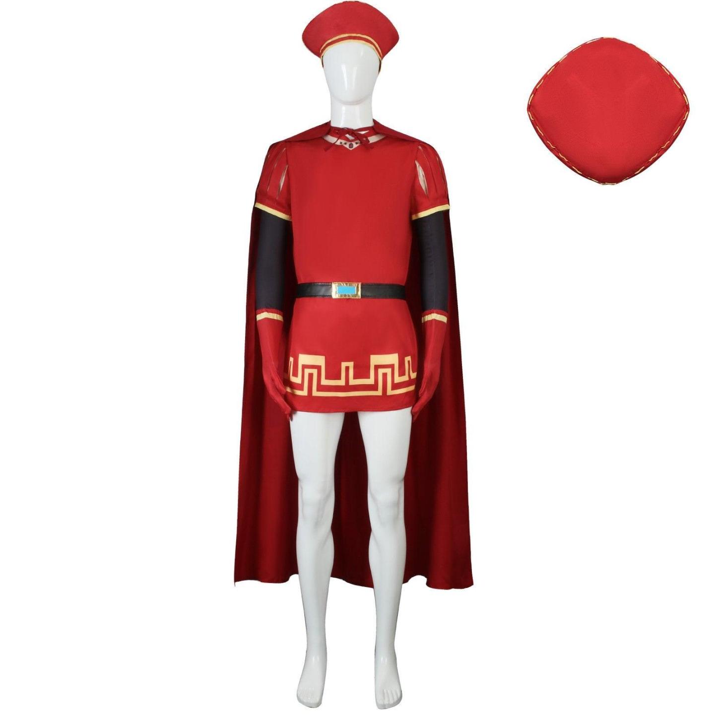 Lord Farquaad Cosplay Costume Halloween Shrek Red Robe Cape
