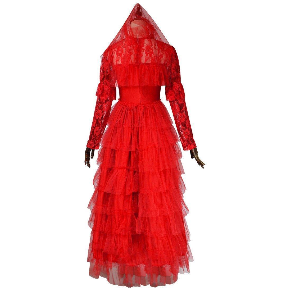 Lydia Deetz Wedding Red Dress Beetlejuice Costume Halloween For Women