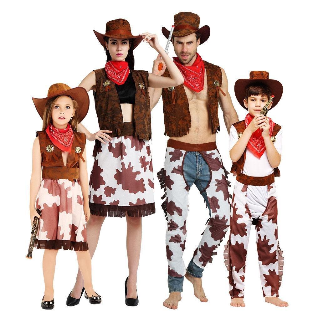Family Matching West Cowboy Costumes classic wild fancy dress western outfit