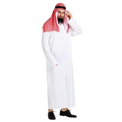 Middle East Dubai Prince adult male White Arab Red turban performance stage costume Cosplay