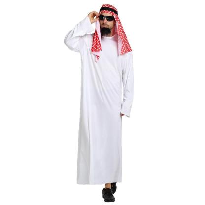 Middle East Dubai Prince adult male White Arab Red turban performance stage costume Cosplay