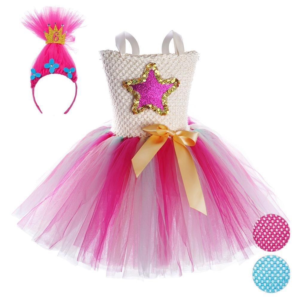 Trolls Girls gown Princess Poppy dress Birthday party ball