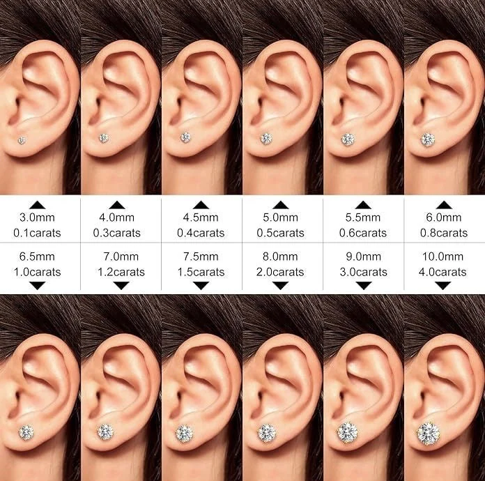 9K 10K 14K 18K Solid Gold S925 Silver 0.5ct 1ct 1.5ct 2ct D VVS Round Cut D VVS Moissanite IGI Lab Diamond Earrings For Men Women